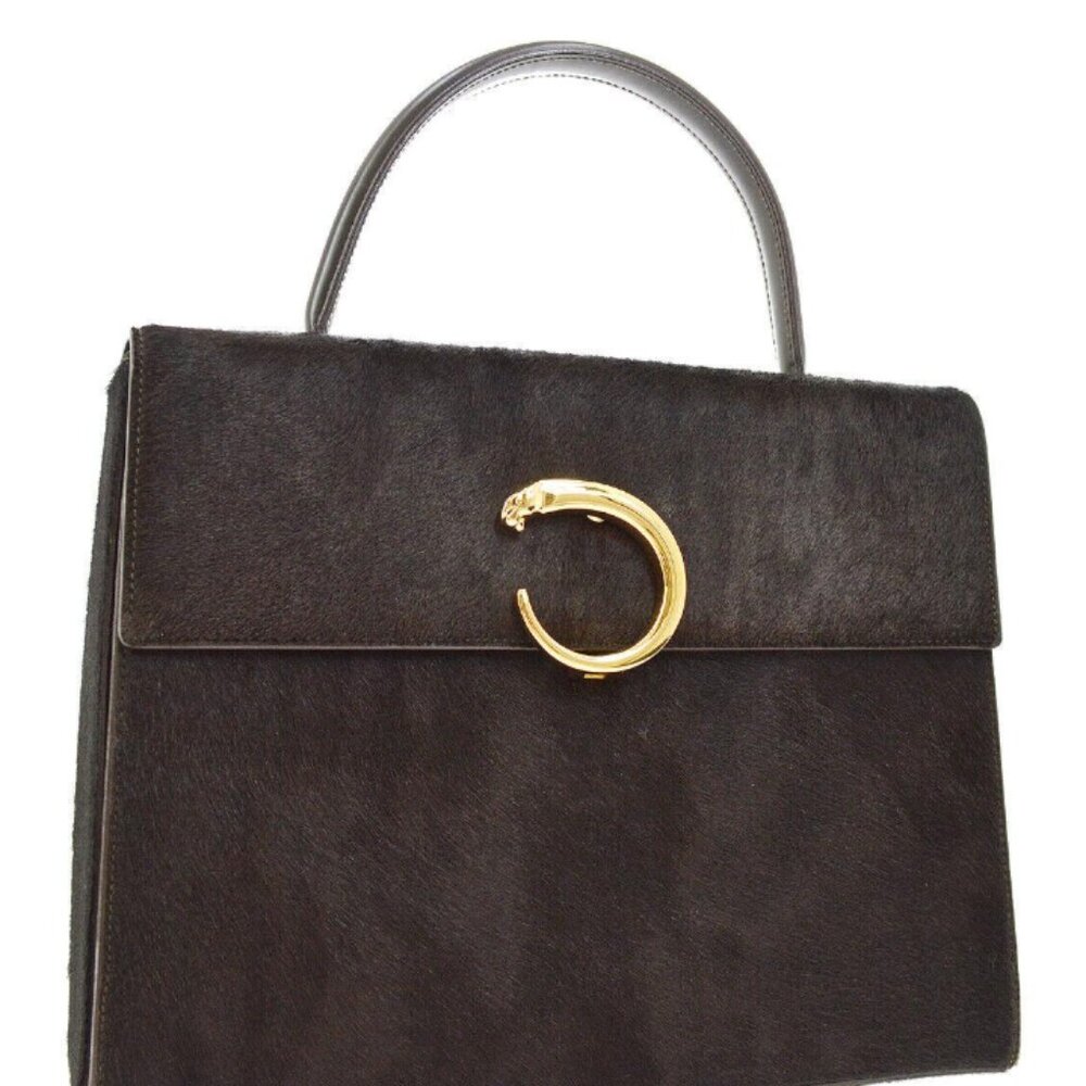 Cartier Brown PonyHair Gold Evening Flap Bag